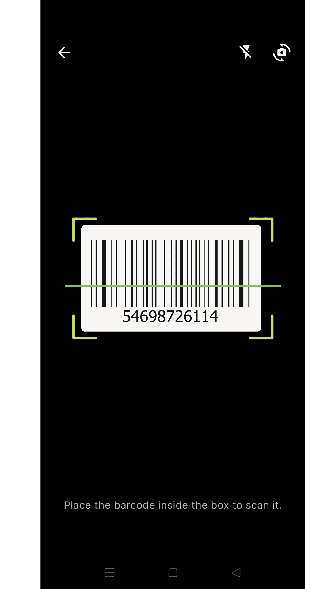 Inventory Stock Tracker barcode scanner with camera view and scan frame
