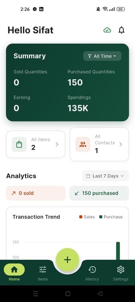 Inventory Stock Tracker home dashboard with summary and analytics
