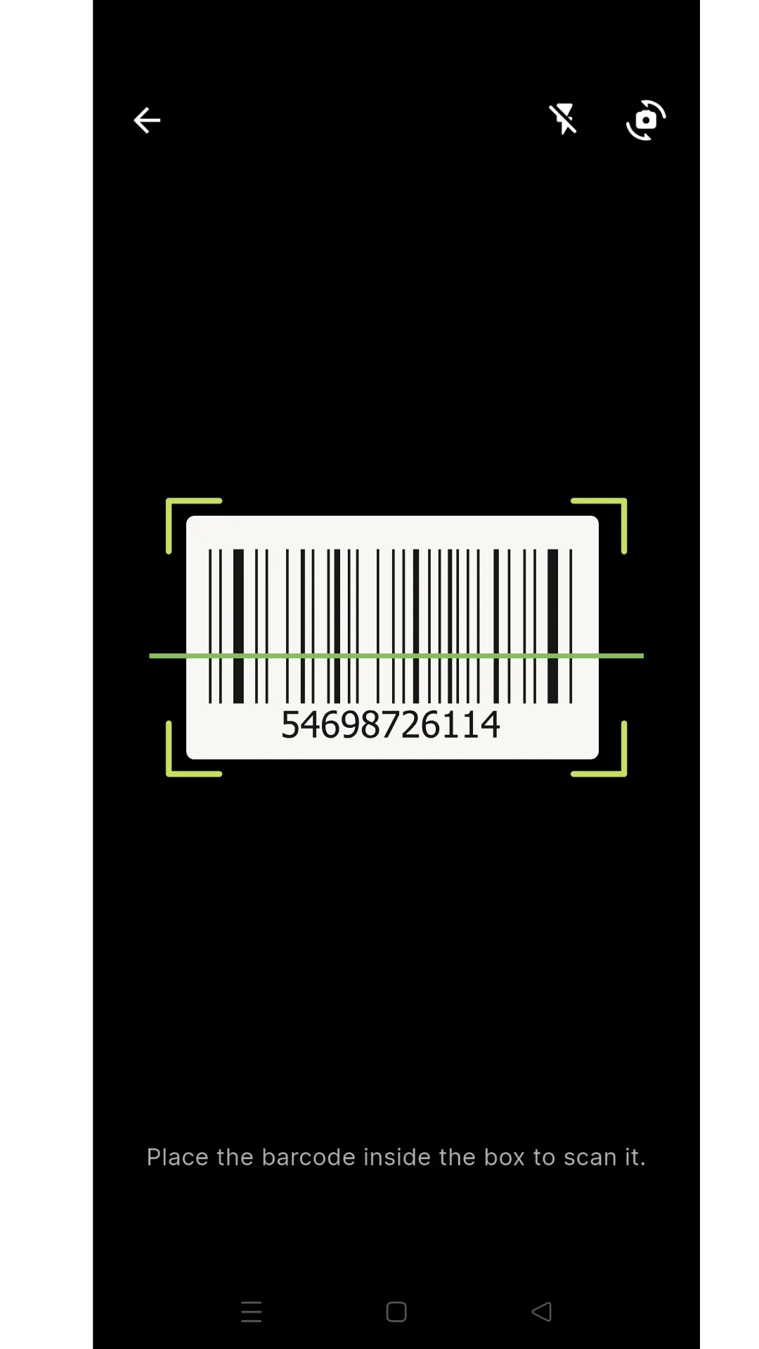 Inventory Stock Tracker barcode scanner with camera view and scan frame