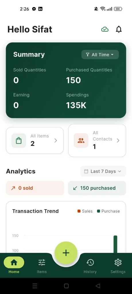 Inventory Stock Tracker home dashboard with summary and analytics